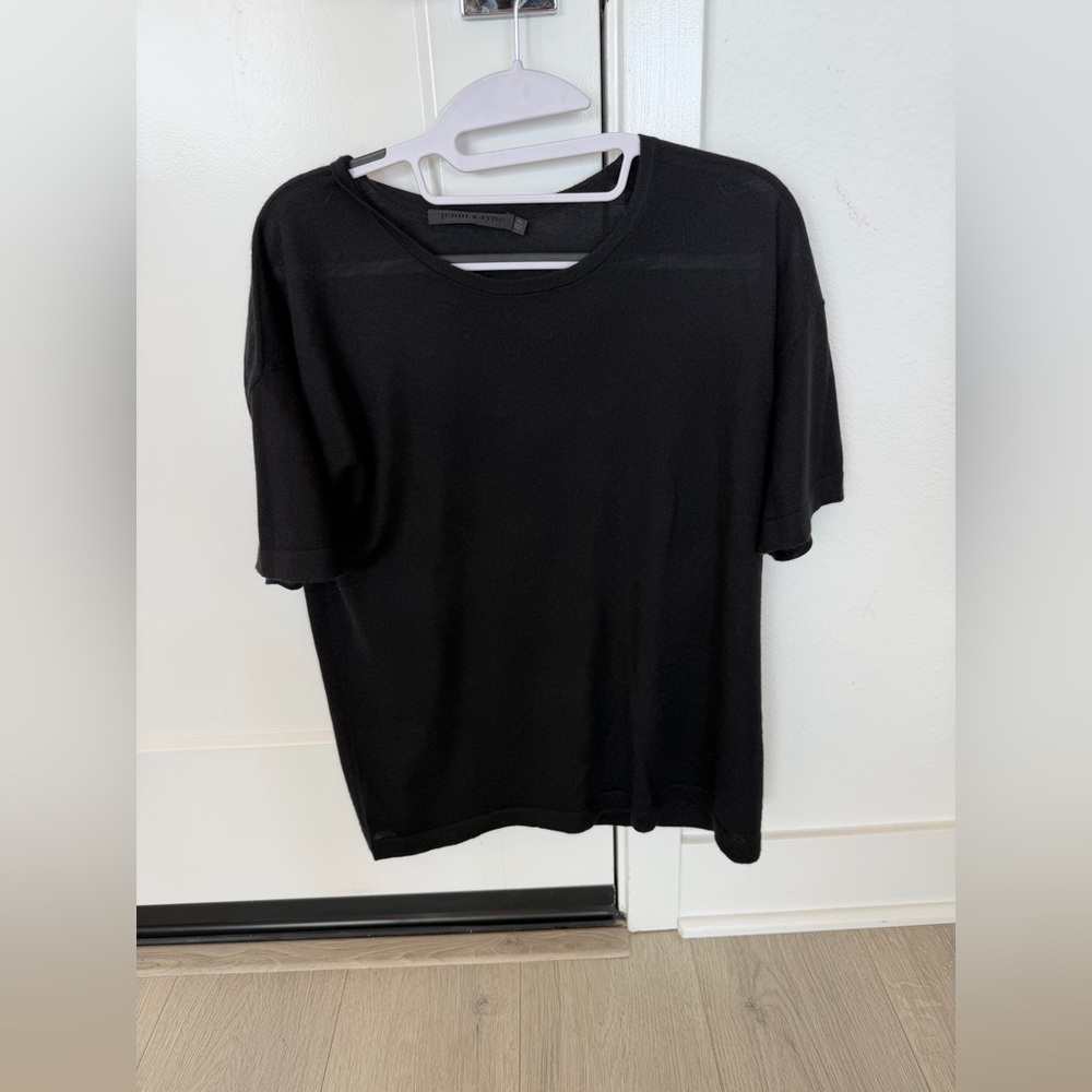 Jenni kayne Merino tee in black (in a light sweater material called merino)